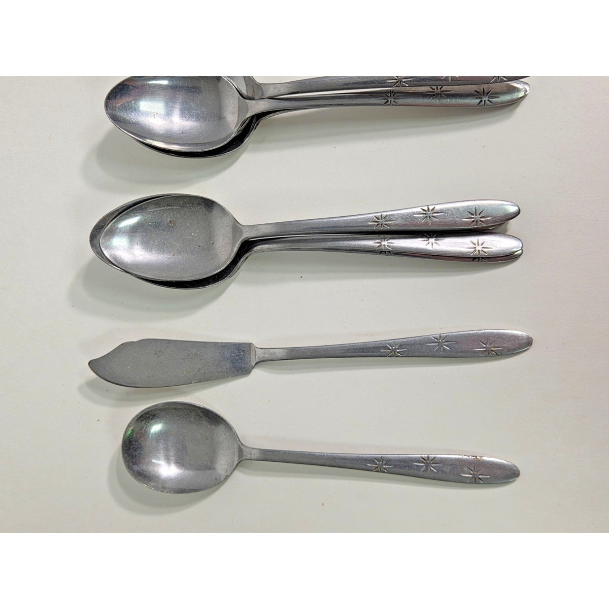 Vintage MCM Starburst Flatware Set 35 Pieces Stainless Steel Eames Era
