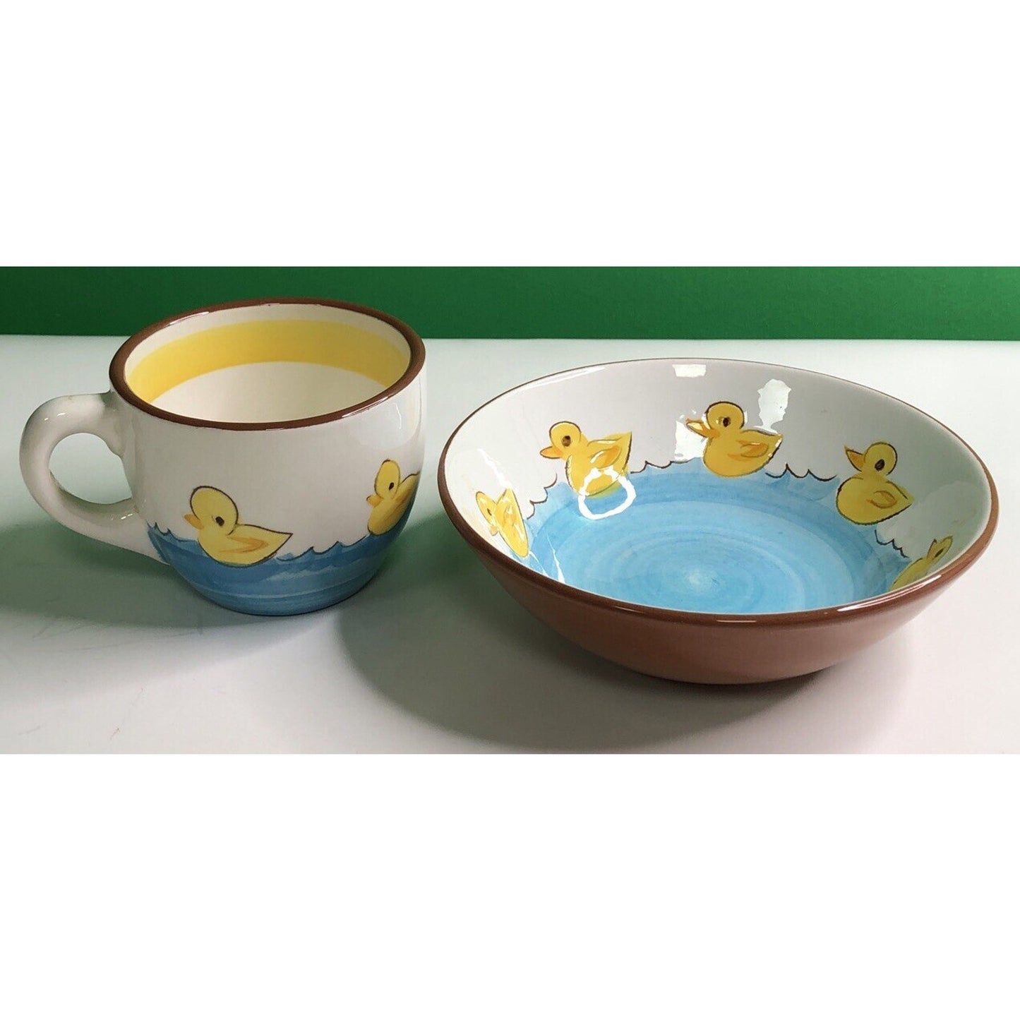 Vintage STANGL POTTERY Little Quackers 5.5 Inch Bowl & Cup #4046 Trenton NJ Duck