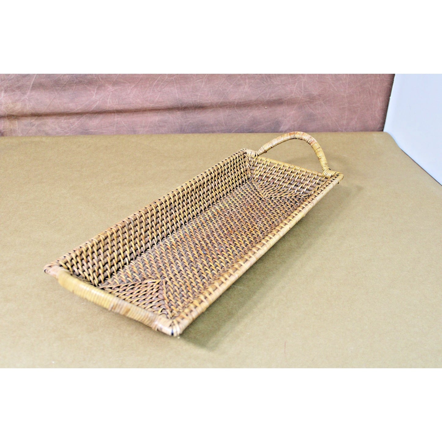 Pampered Chef "Woven Selections" Tray, 7.5"W x 20"L, Sturdy w/ Wood Base