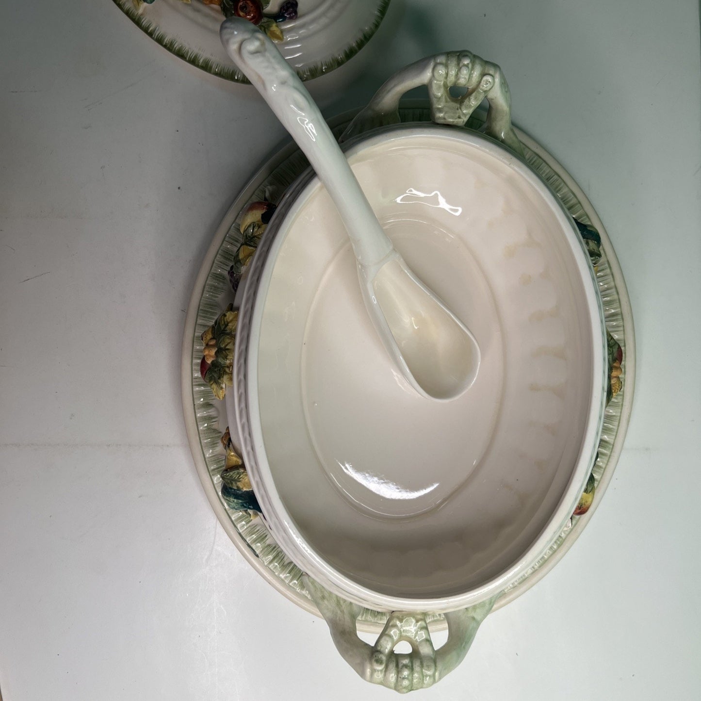 VTG Harvest Collection Hand-painted Ceramic Soup Tureen with Fruits Complete Set