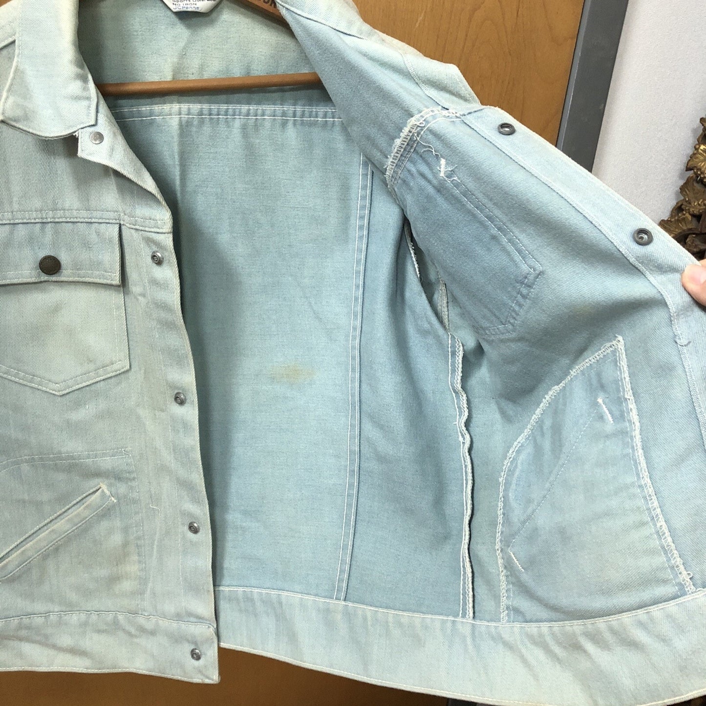 Vintage J. C. Penney Boys SUPER DENIM JACKET Snaps Slit Pockets Size 10-12