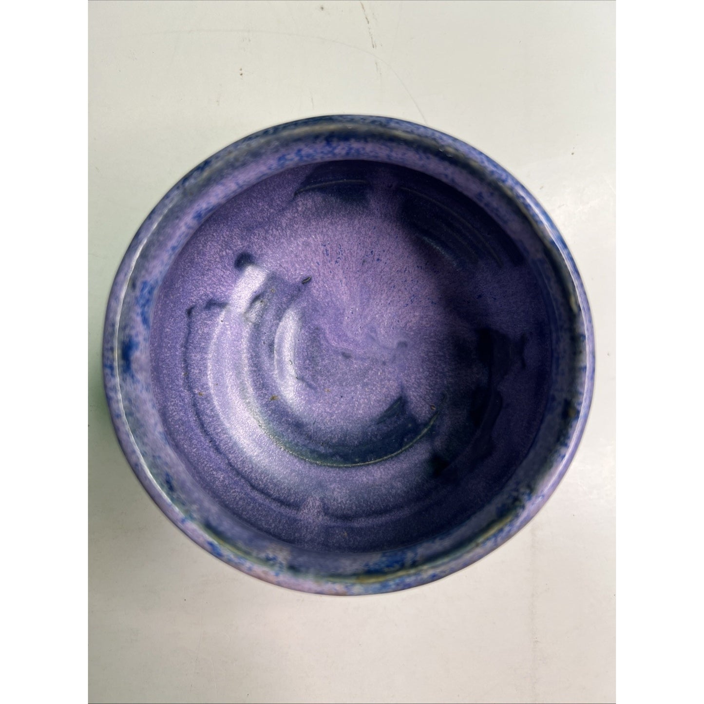 Studio Art Pottery Ceramic Blue And Purple Hues Drip Glazed Vintage Vase