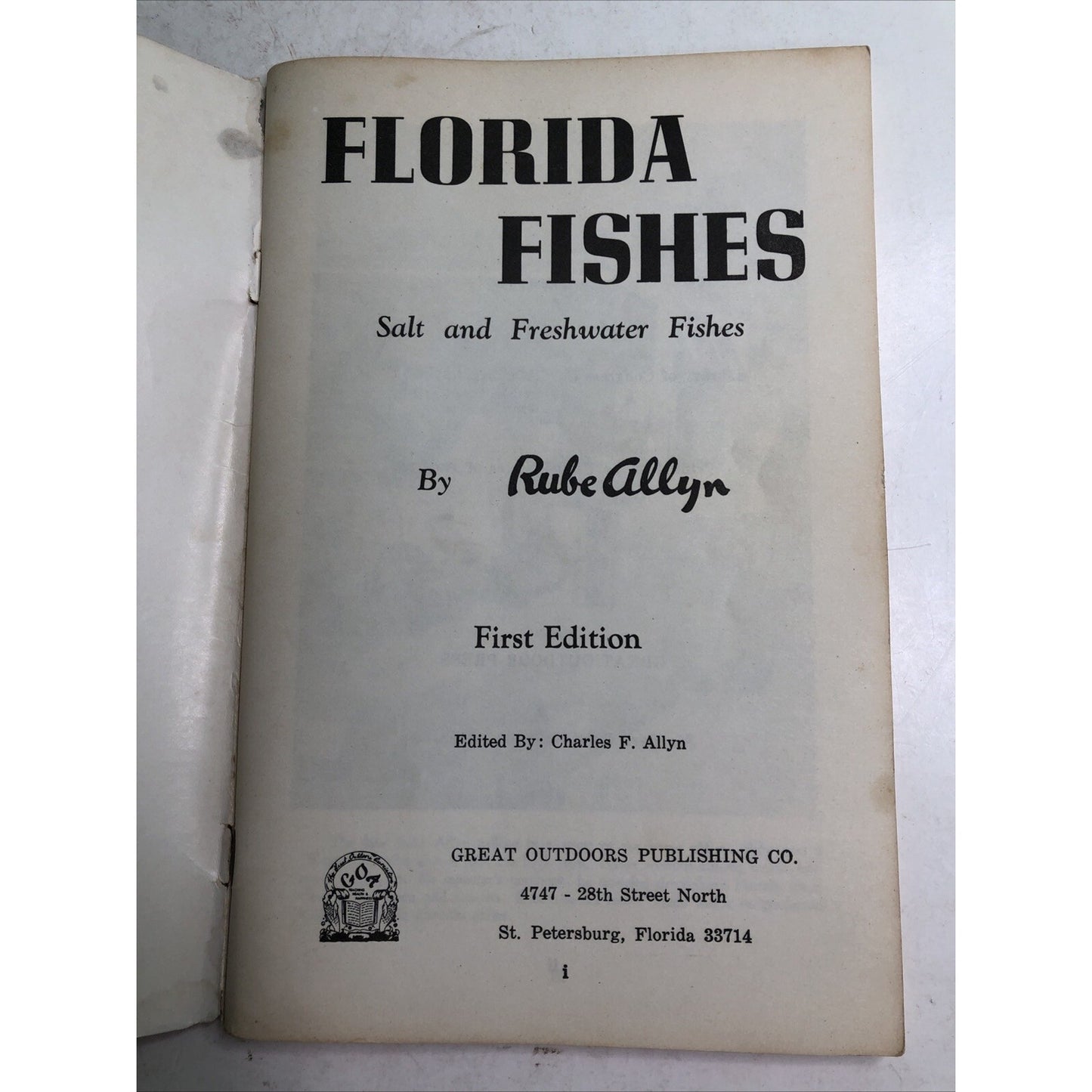 Florida Fishes Book Saltwater Freshwater 1969 Fish Identification Guide Fishing