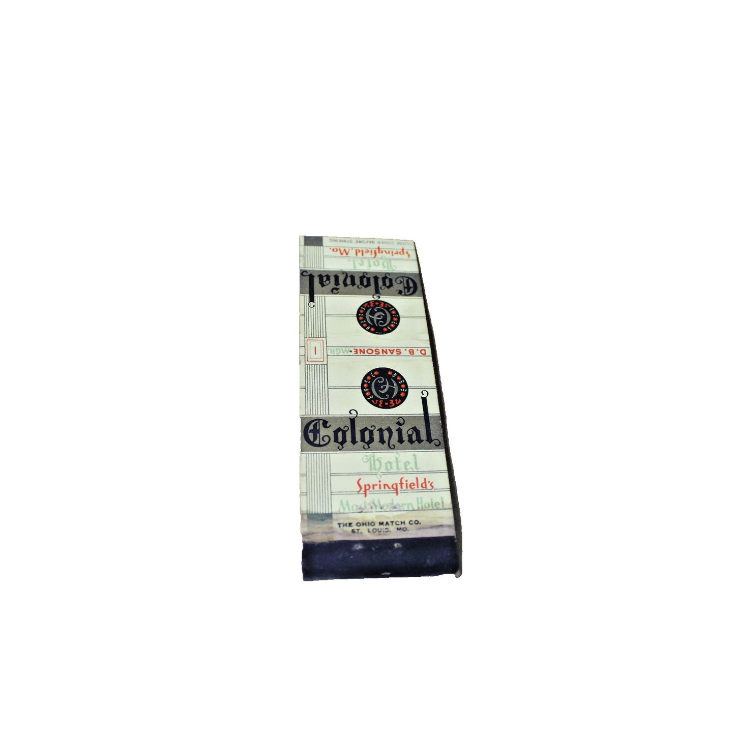 Vintage Mid Century Matchbook Cover, Colonial Motel, Springfield, Mo