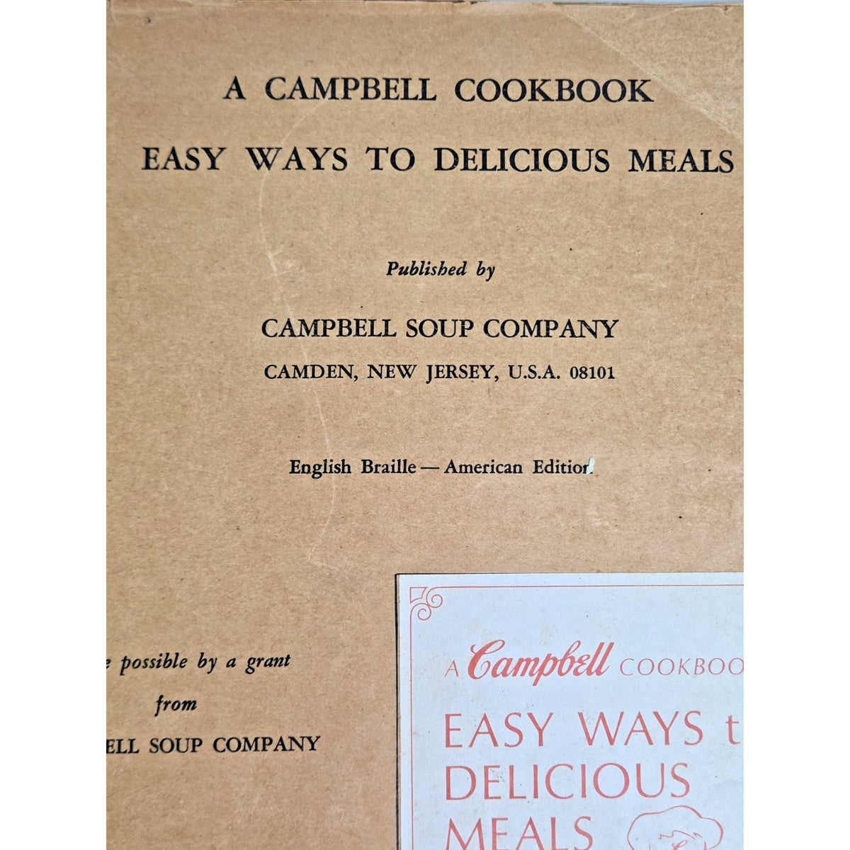 Rare 1968 Campbell Soup Braille Cookbook Vintage Accessibility History ADA