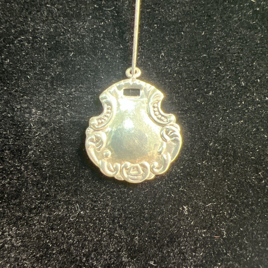 Vintage Ornate Sterling Silver Shield Medallion Pendant 925 1” Long Marked