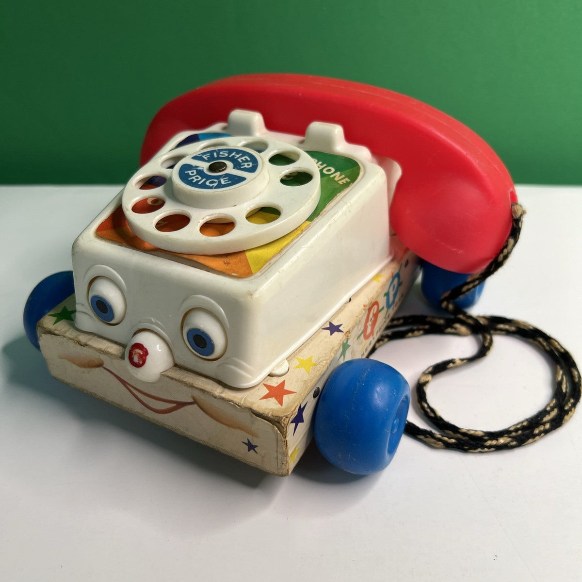 Vintage 1961 Fisher Price Chatter Phone Rotary Telephone Pull Toy #747