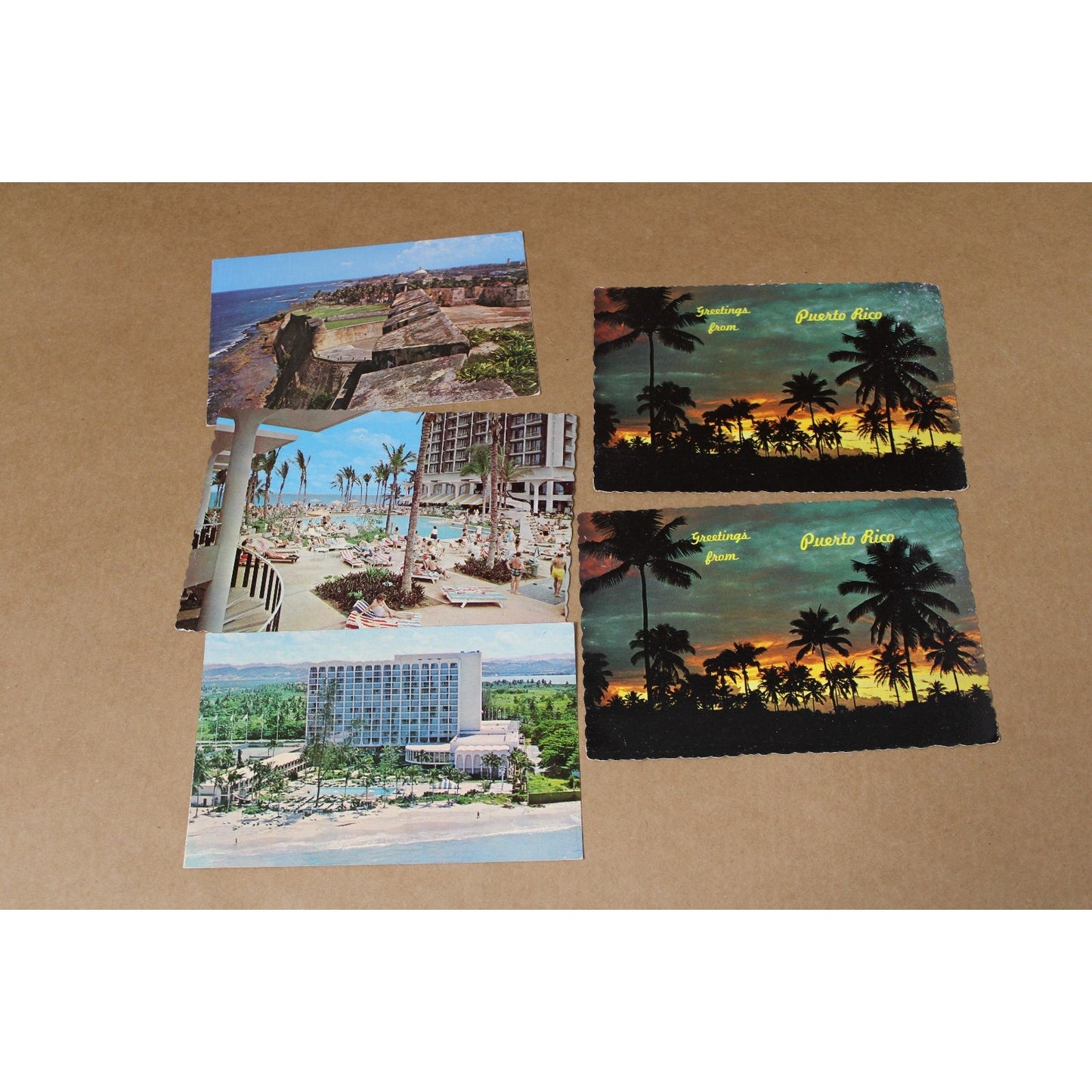 Lot of 5 Vintage Puerto Rico Travel Photo Postcards 4 Different Designs Unposted