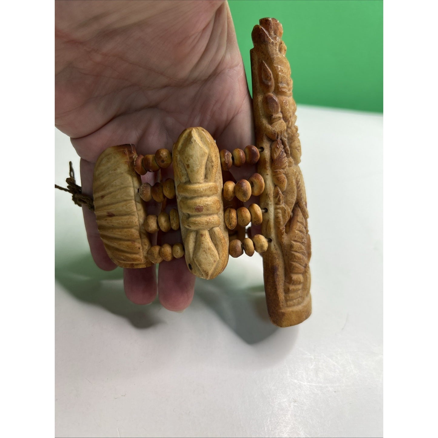 Vintage Handcarved Artisan Crafted Bracelet Natural Material