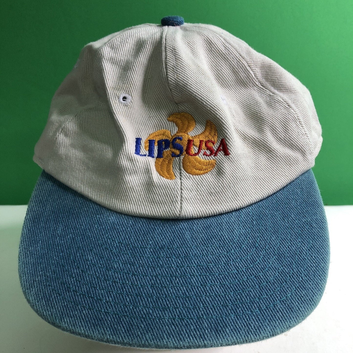 Vintage LIPS USA Logo Strap Back Canvas Ball Cap Hat