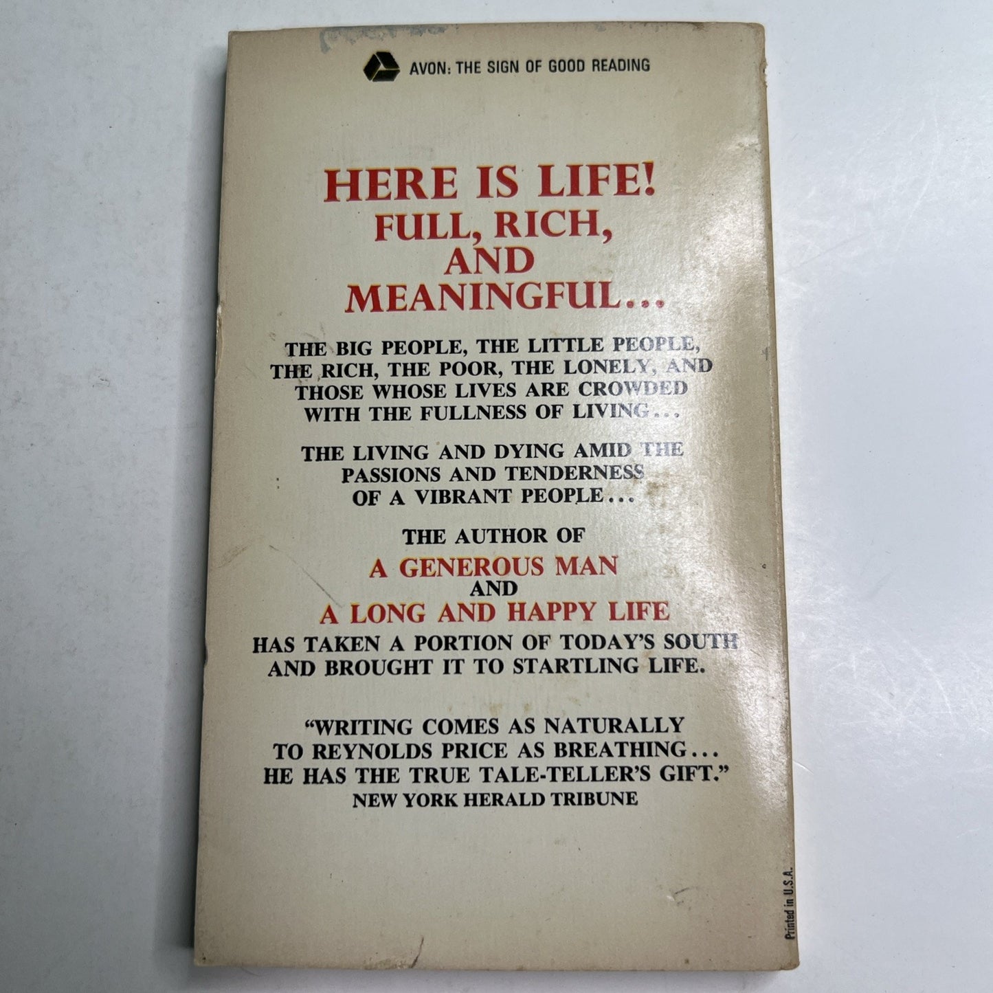 The Names and Faces of Heroes Reynolds Price Avon Paperback 1966