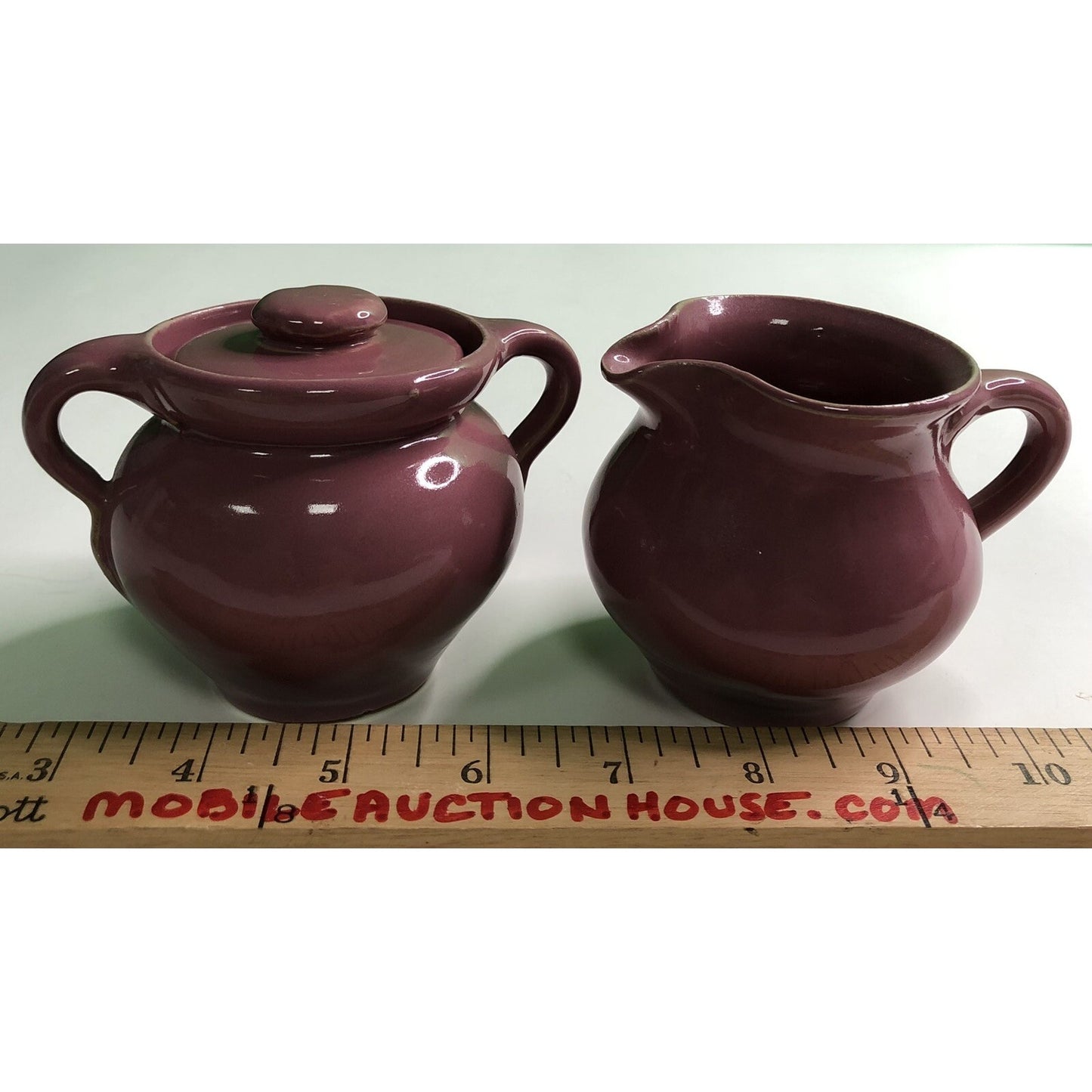 Early Antique CORNELISON POTTERY Bybee Kentucky SUGAR & CREAMER SET Hand Made