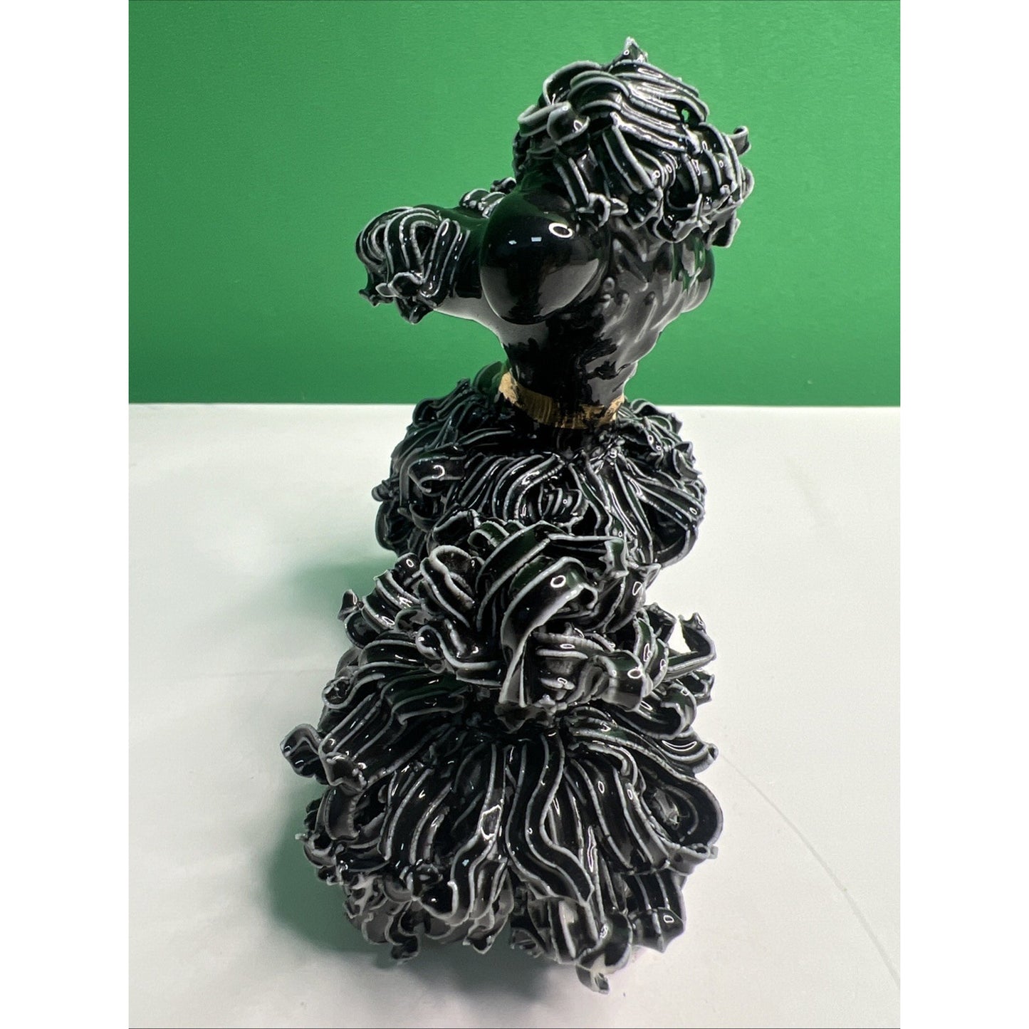 Vintage Sassy MCM Black Ceramic Spaghetti Poodle Dog Retro Kitsch 4.5” Figurine