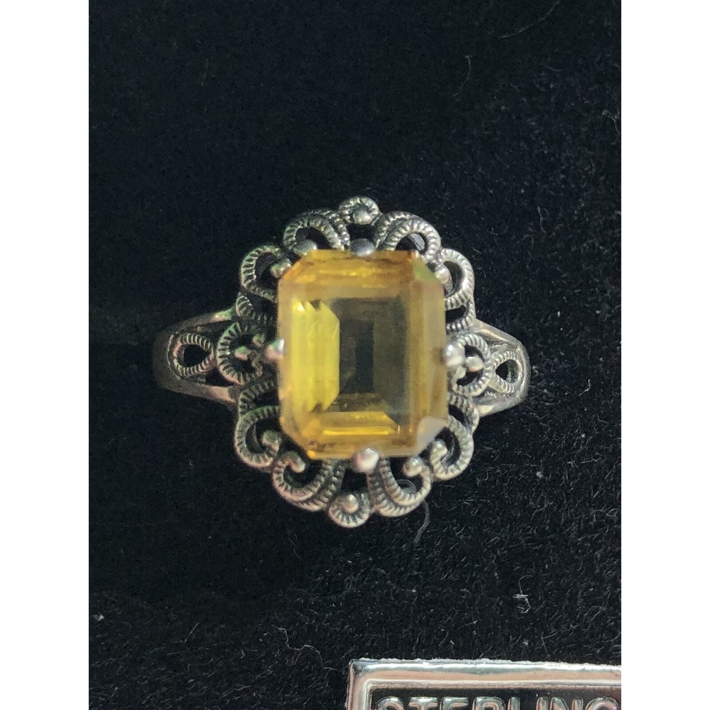 Citrine Sterling Silver Ring Marked CNA 925 Size 8 NWT Gift Box