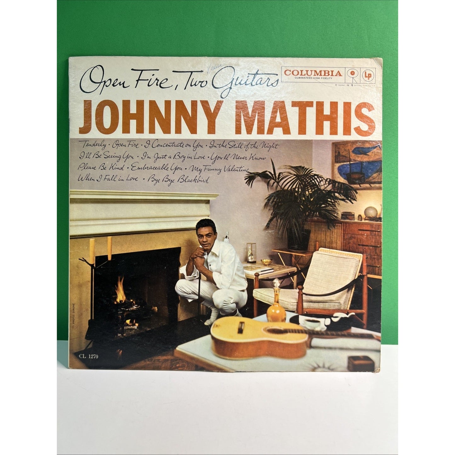 Vintage Johnny Mathis LP Open Fire Two Guitars Columbia CL 1270 Jazz Pop 1959