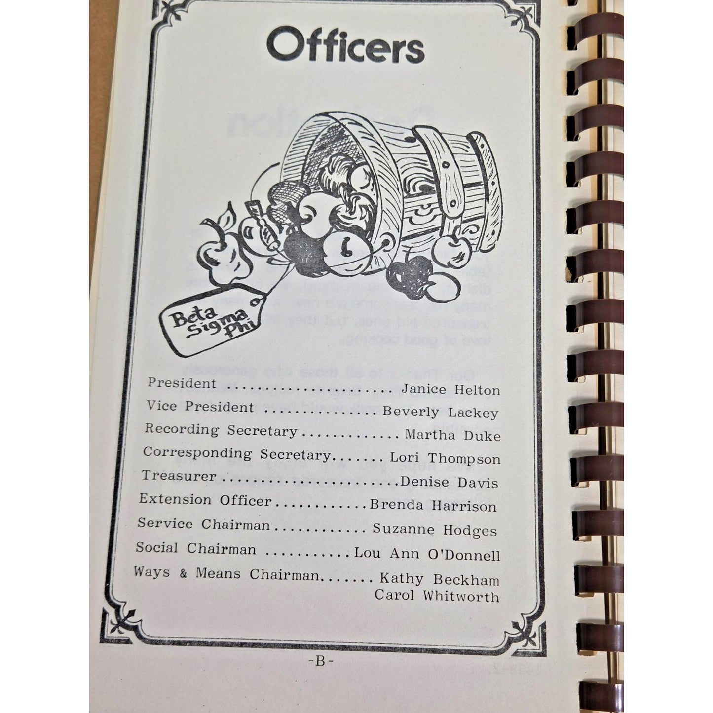 Vintage Beta Sigma Phi "Cherished Recipes" Community Cookbook - Spiral Bound