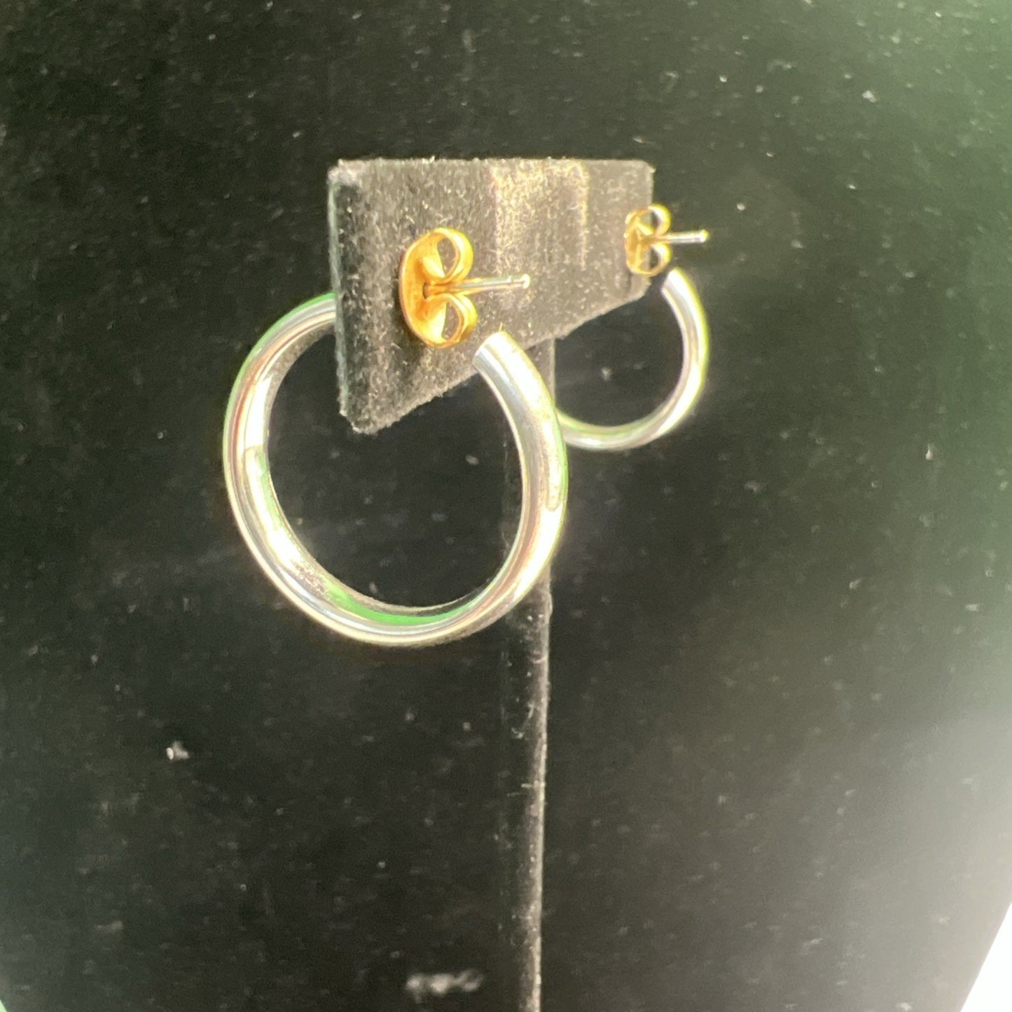 Elegant 925 Sterling Silver Hoop Earrings 1” Diameter Post Clutch Back
