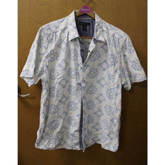 INC Men's Large L Geometric Paisley Short-Sleeve Button-Down Shirt