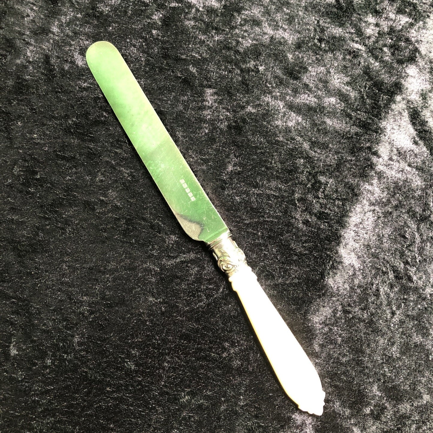 Vintage Dessert Knife with Mother of Pearl Handle Hallmarked 10” Long (B)