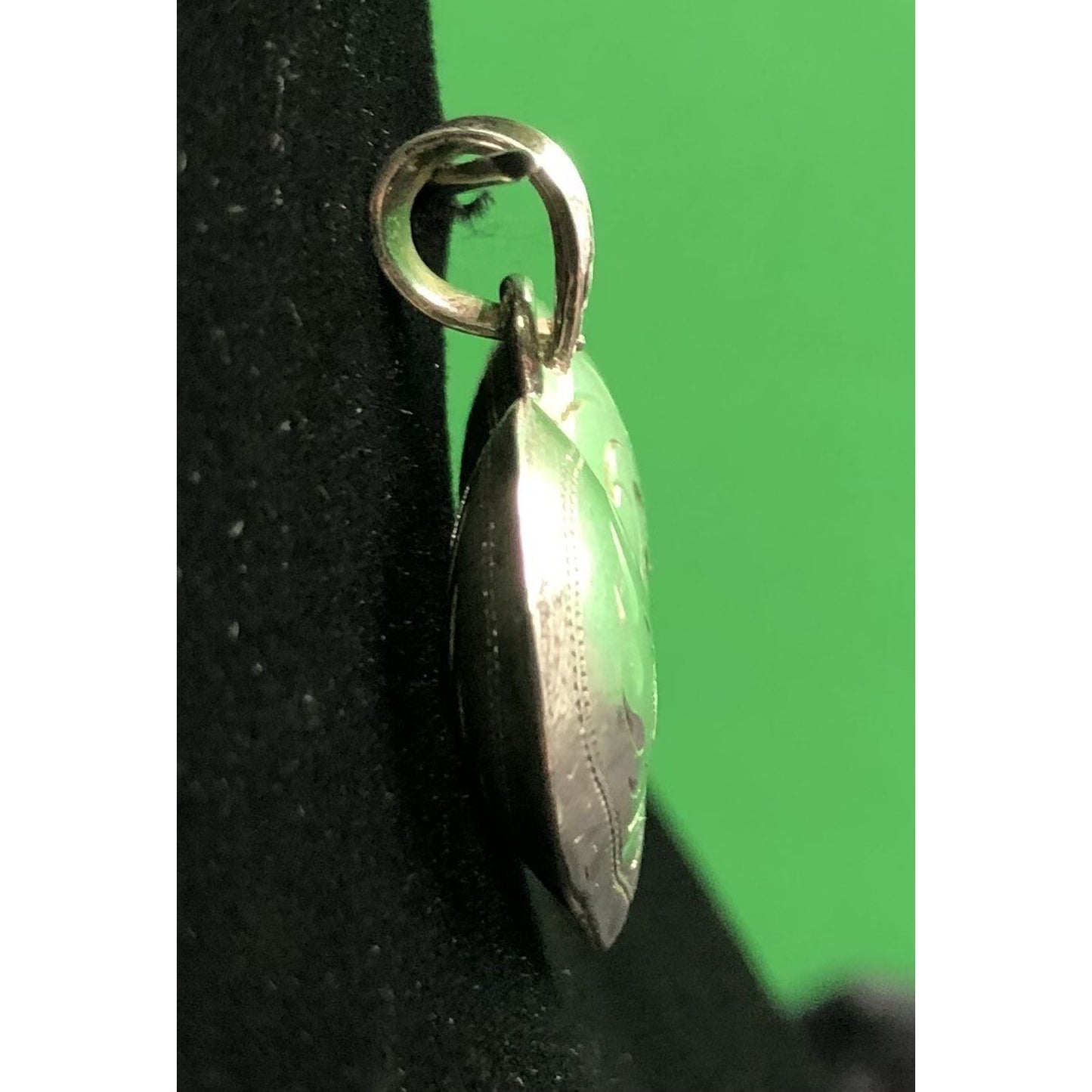 Vintage Sterling Silver Etched Puffed Heart Pendant Romance Exquisite Detail