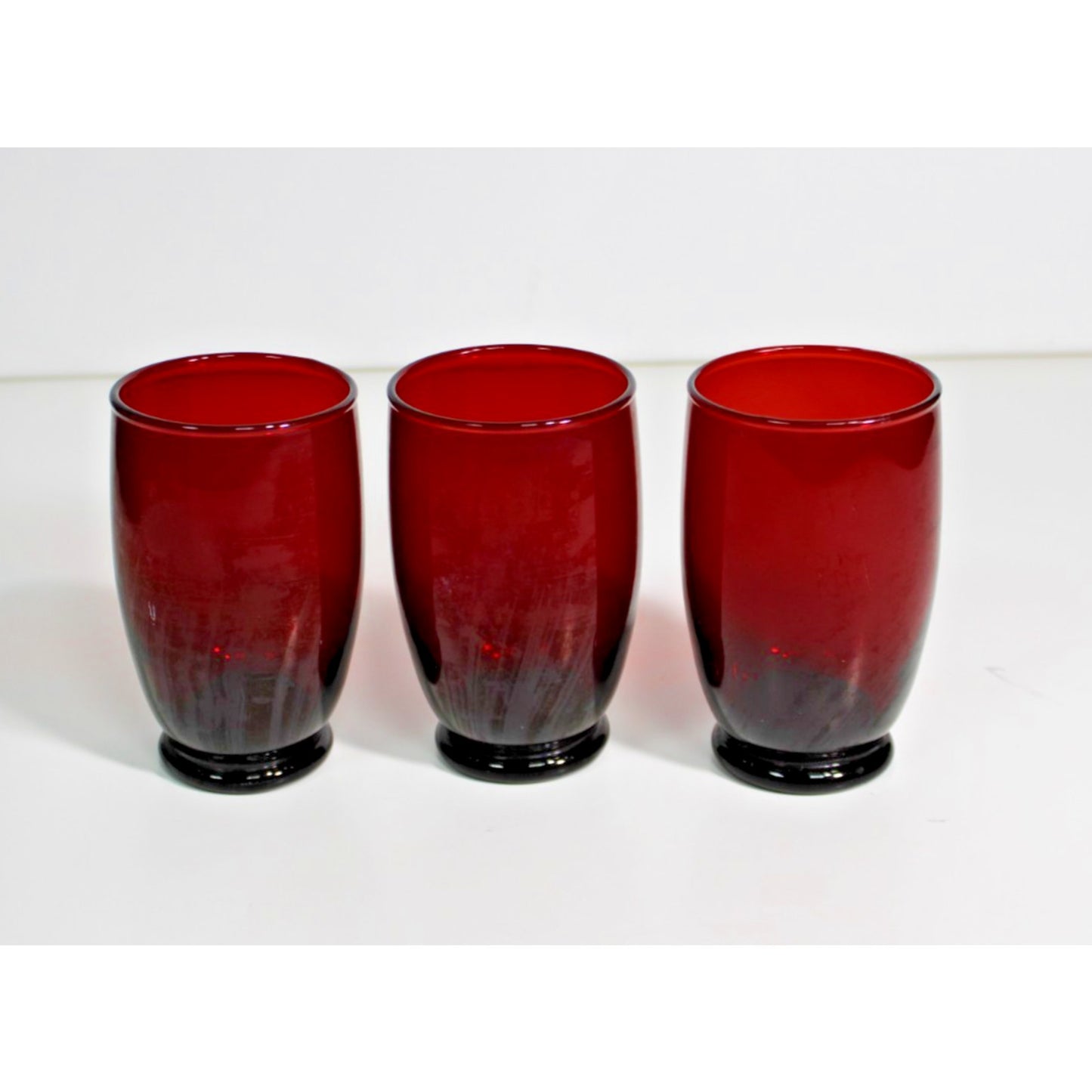 Set of 3 Anchor Hocking Baltic Royal Ruby 10 oz Vintage Tumblers 4.75"H
