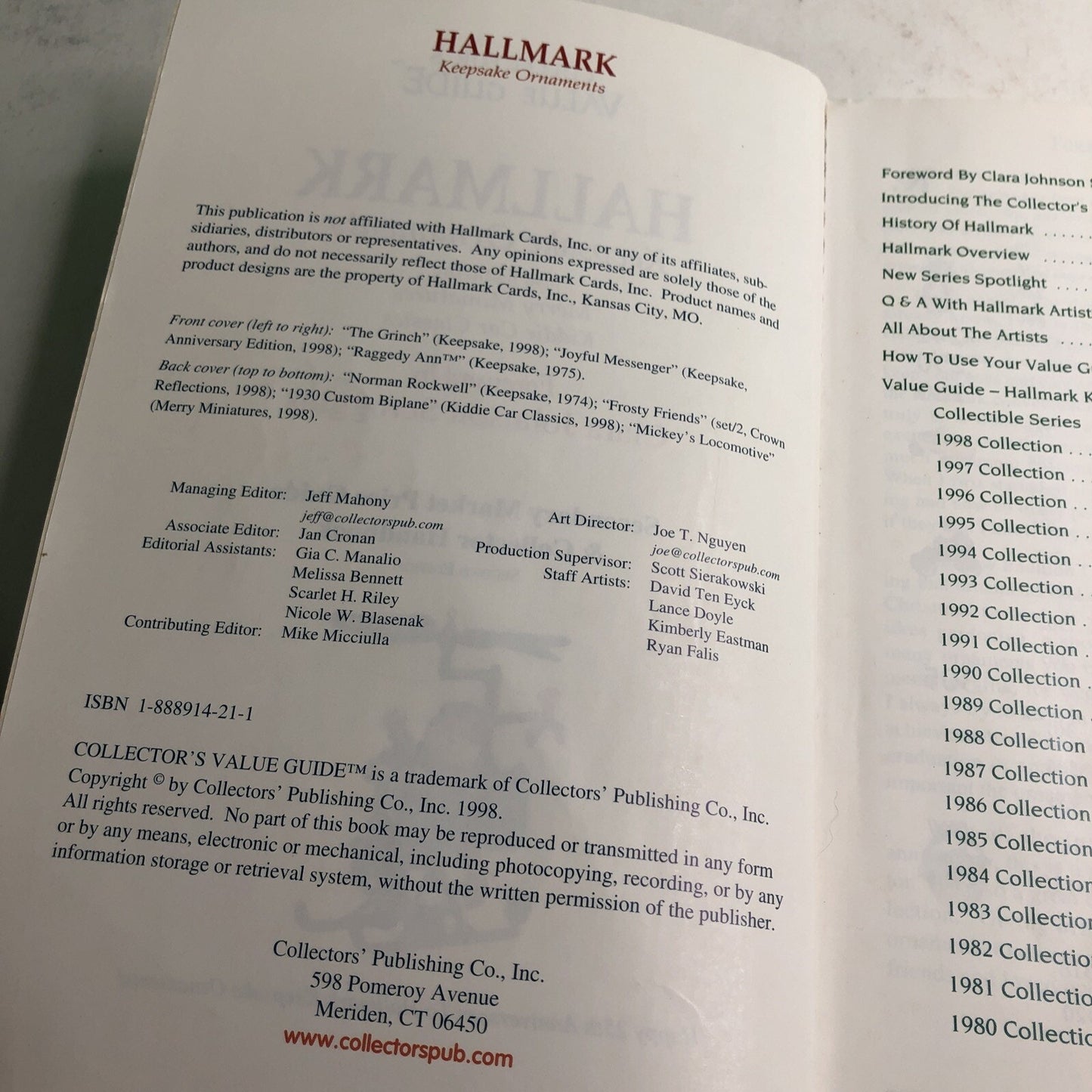 Hallmark Keepsake Ornaments Collector's Value Guide Handbook 1998 Market Price
