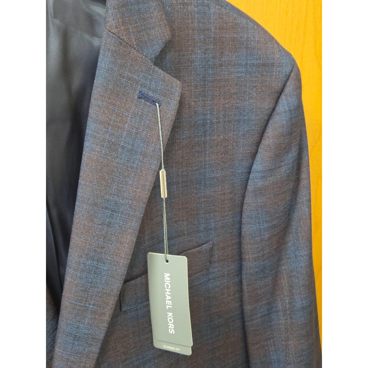NWT Michael Kors Kent Sport Coat 48R Blue Burgundy Plaid Classic Fit Blazer