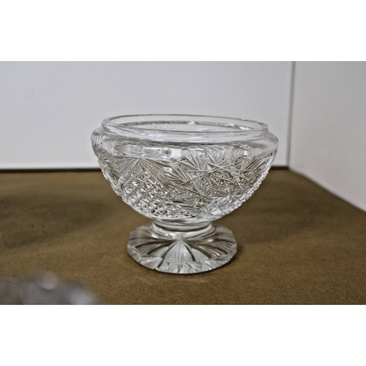 Two Heavy Vintage Bohemian Lead Crystal Dishes with Lids 9"h Brilliant Starburst