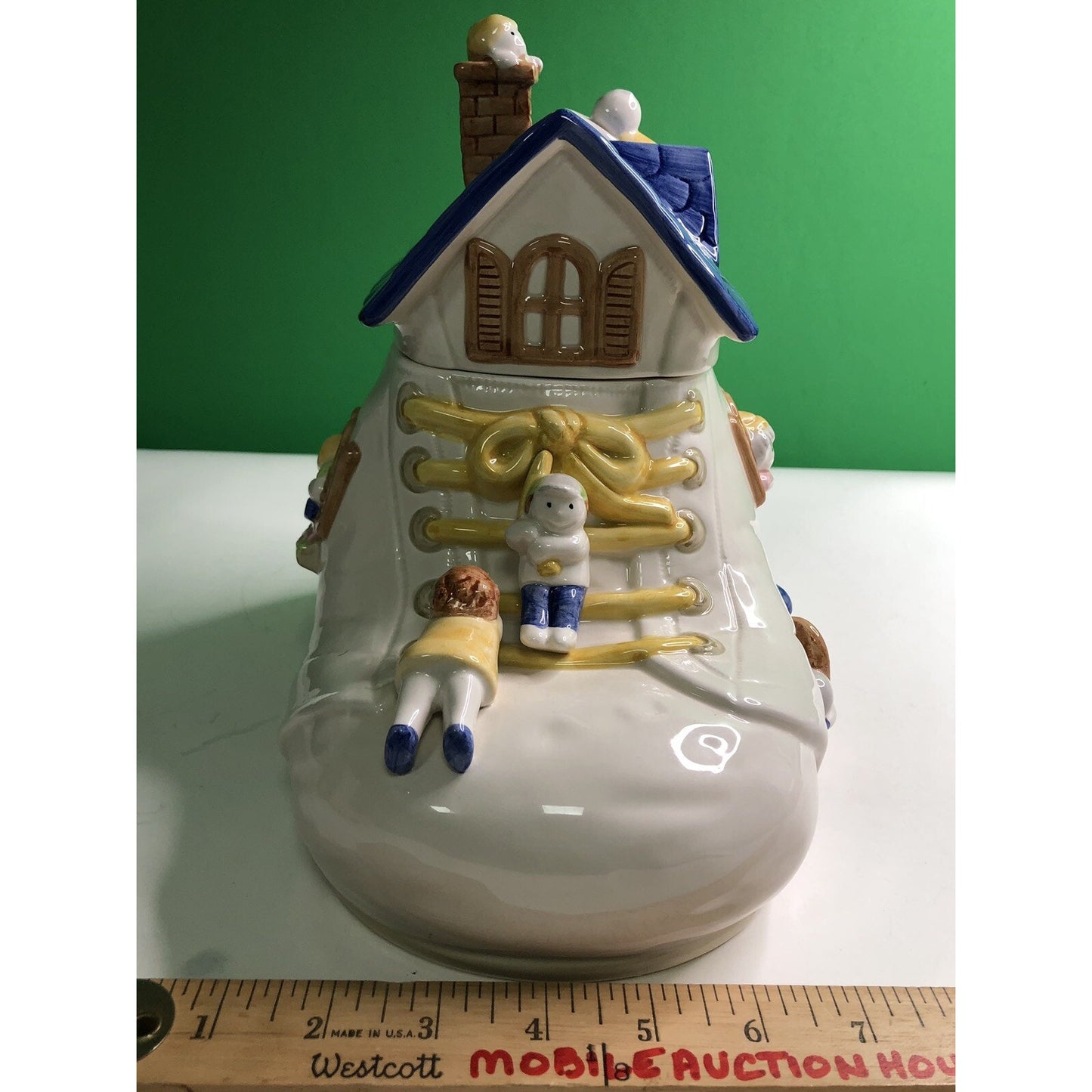 Vintage 1986 FITZ & FLOYD The Old Lady Who Lived in a Shoe COOKIE JAR Mint Large