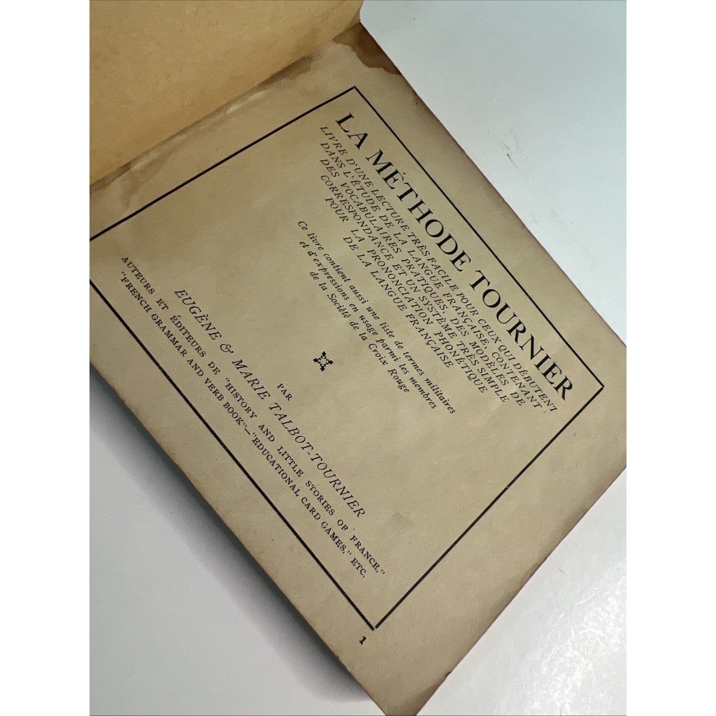 Antique Vintage 1917 French Primer La Methode Tournier Premier Livre PB