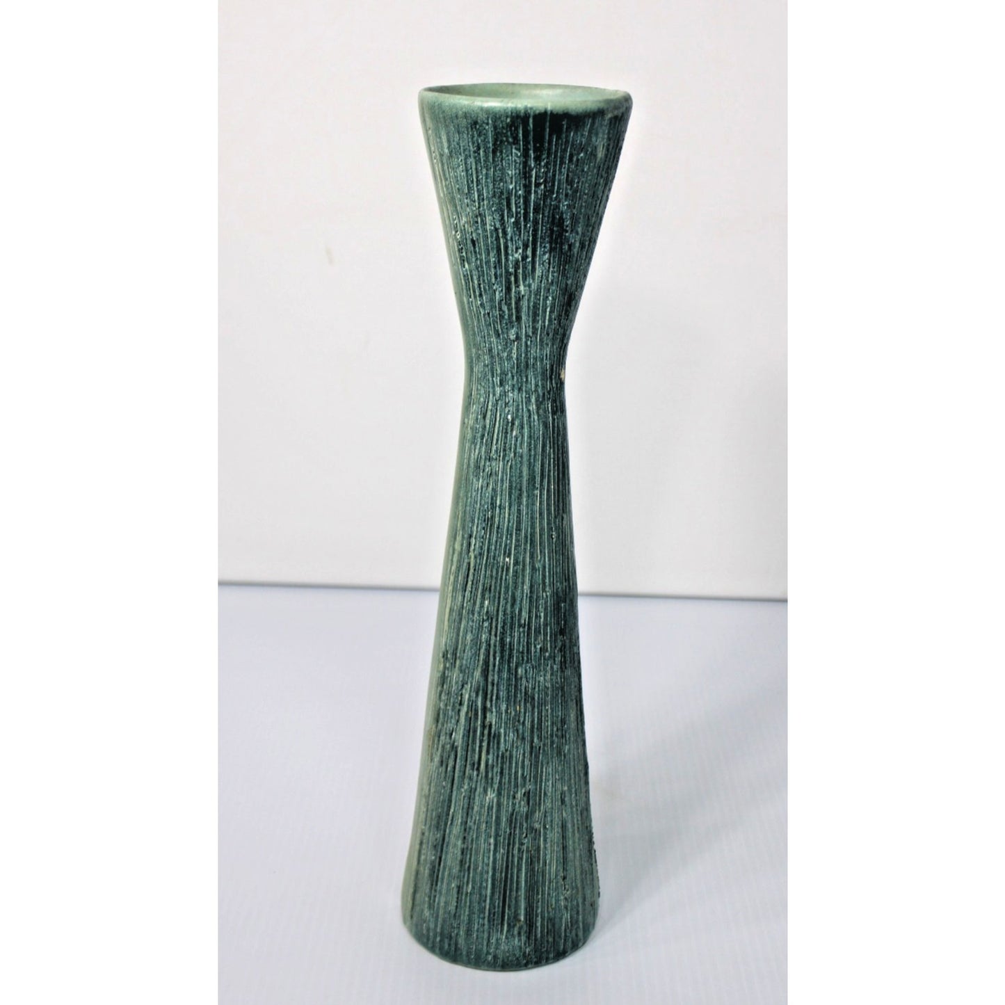16.5" Tall Matte Aqua Vase, 1960s Pop Art Ceramics, MCM Decor, Turquoise, Teal
