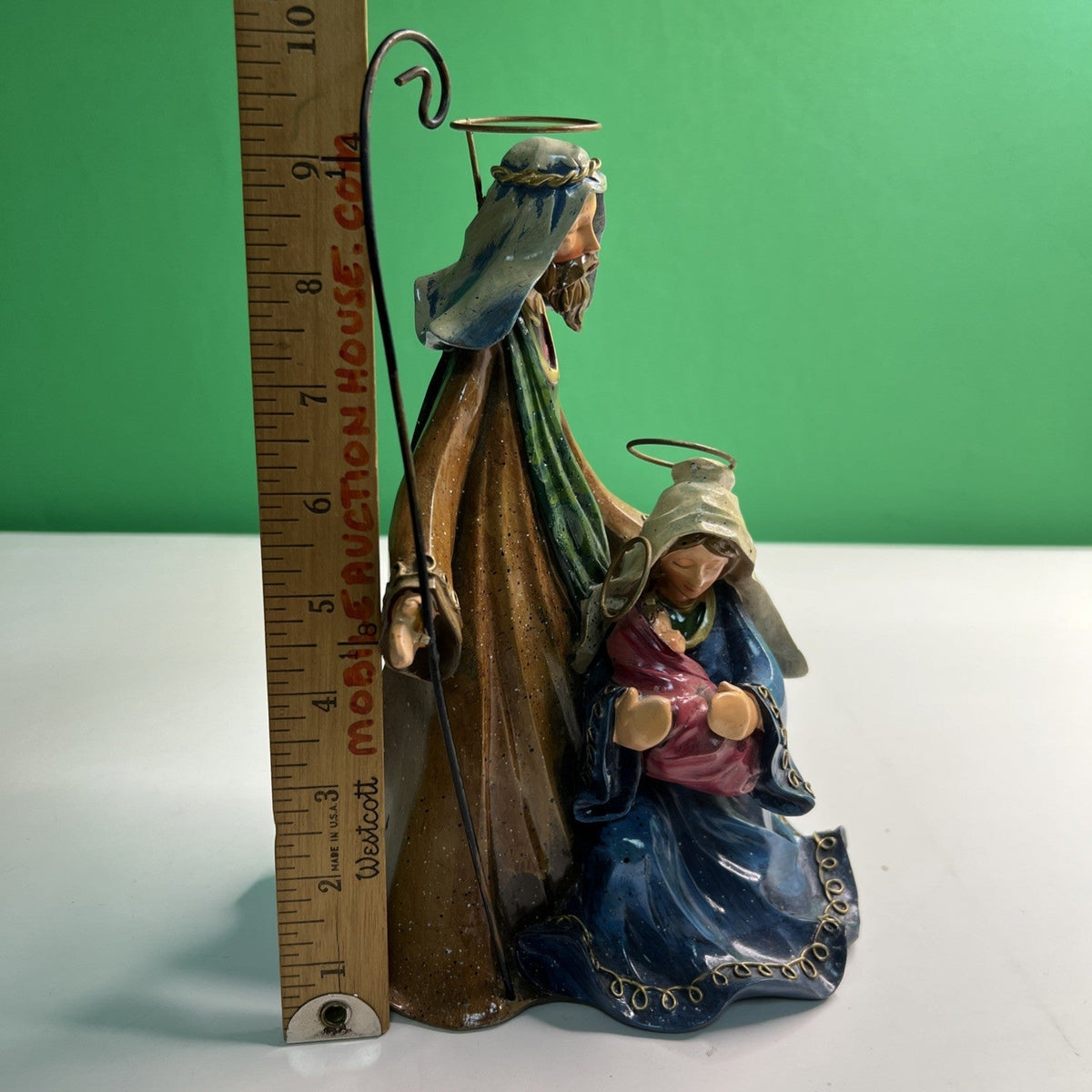 Holy Family Nativity Scene Figurine Statue Mary Joseph Jesus Christmas Decor 10”