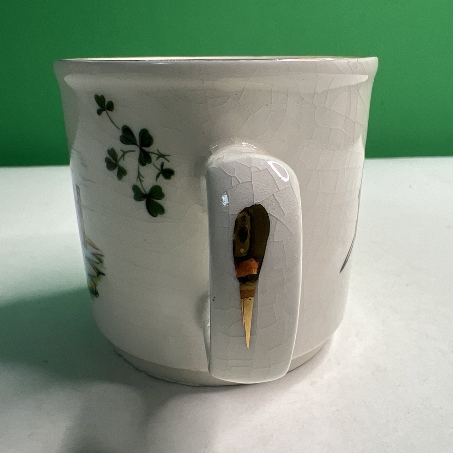 Vtg Carrigaline Pottery Irish Mug Cork Ireland Fisherman Scene Cup Crack Crazing