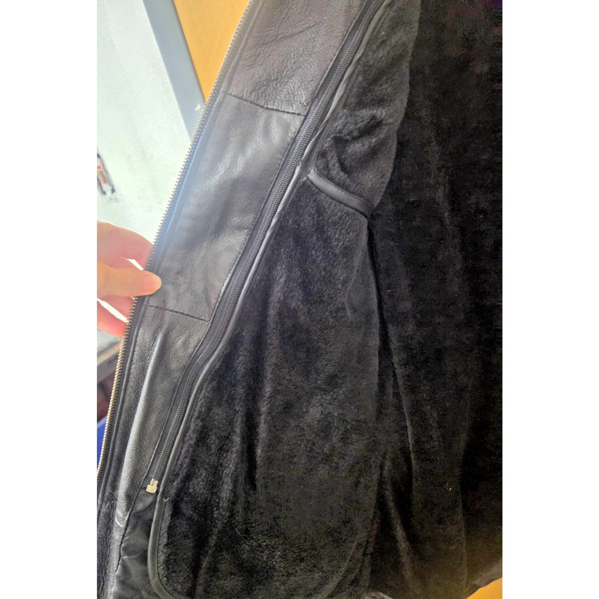 Vintage Oscar Piel Genuine Leather Belted Trench Coat Faux Fur Lined Black 2XL