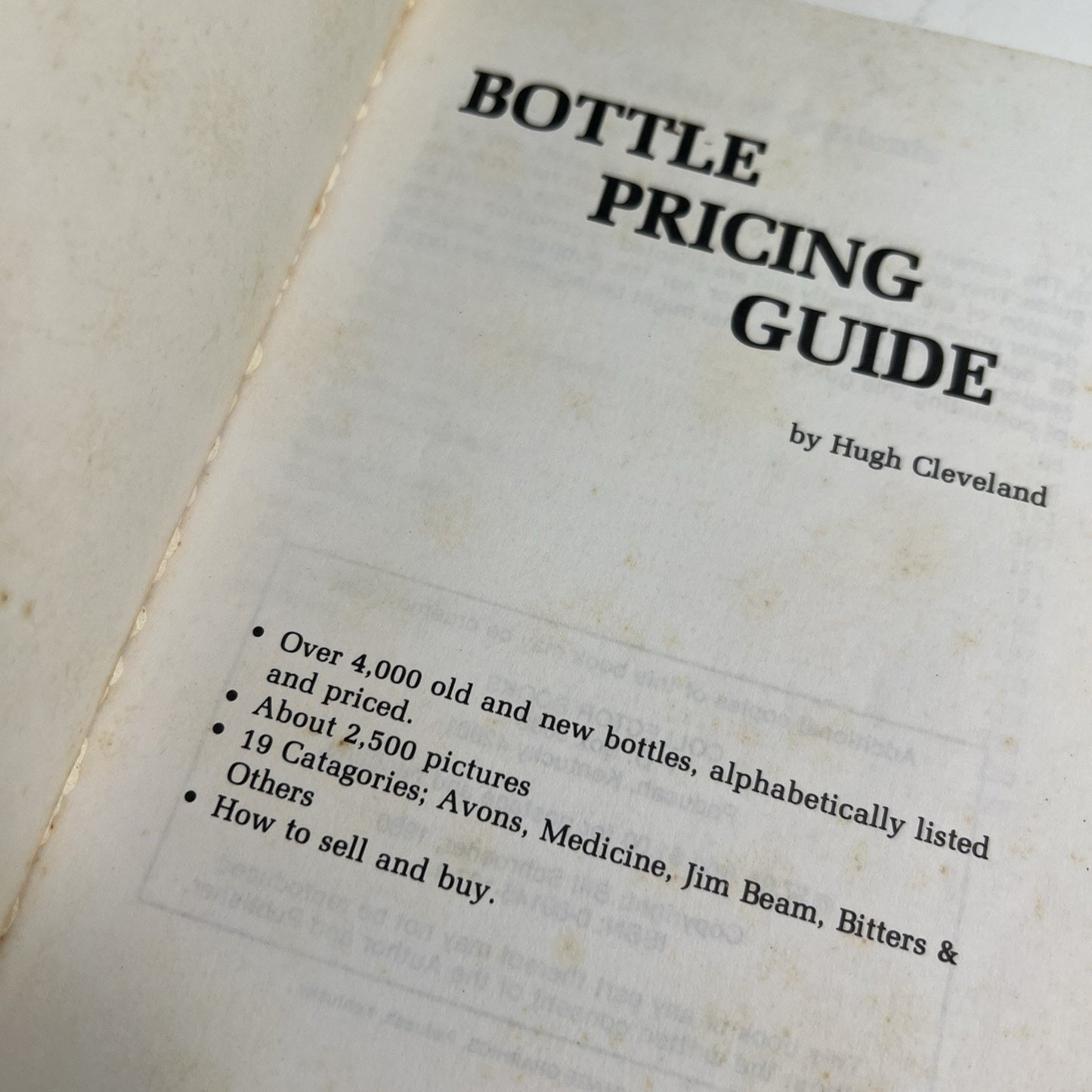 1988 Bottle Pricing Guide by Hugh Cleveland Third Edition Trade Paperback Book