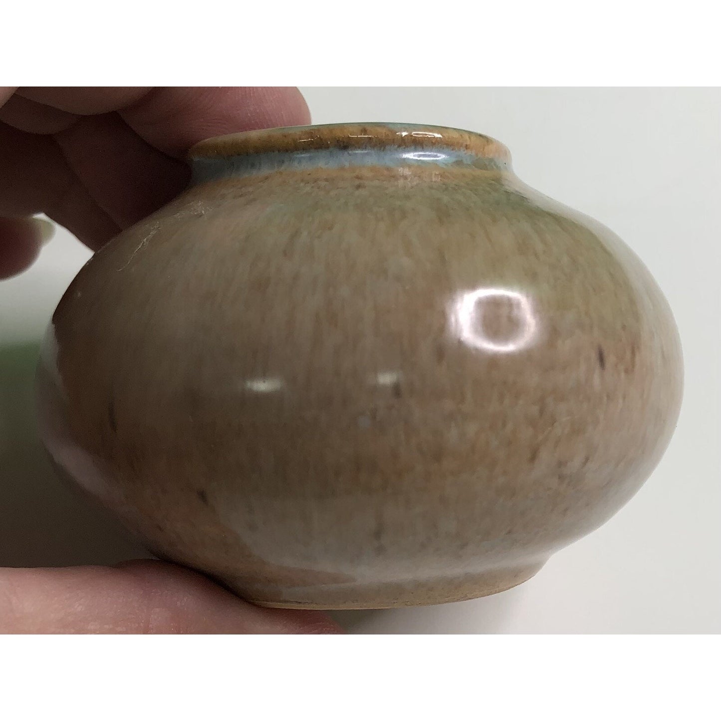Vintage SHEARWATER POTTERY VASE Jar Brown Blue Ocean Springs MS Mississippi
