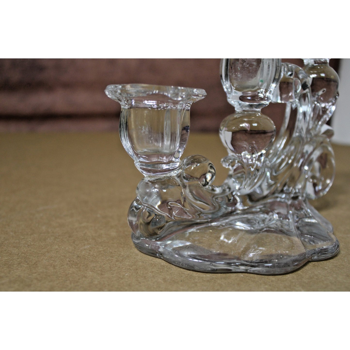 2 Vintage Cambridge Caprice 3 Light Candelabra Clear Glass Candle Holders 1950s