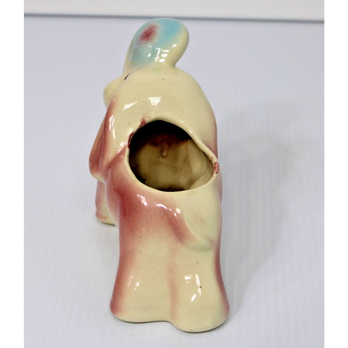 Vintage Mid Century Kitschy Elephant Ceramic Planter, Pottery, Baby, Nursery