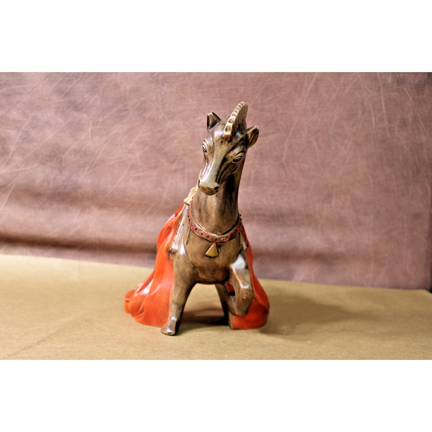 Vintage Mid Century Hand Painted Ceramic Horse Figurine, 10" h x 11" w, Signed