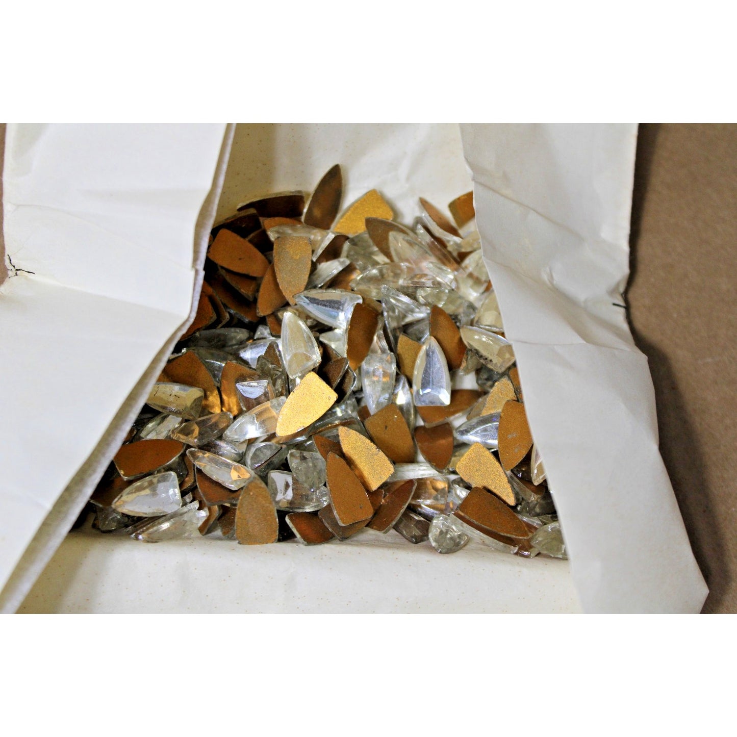 2 lbs Assorted Flat-back Glass Crystal Navette Rhinestone Jewels, West German