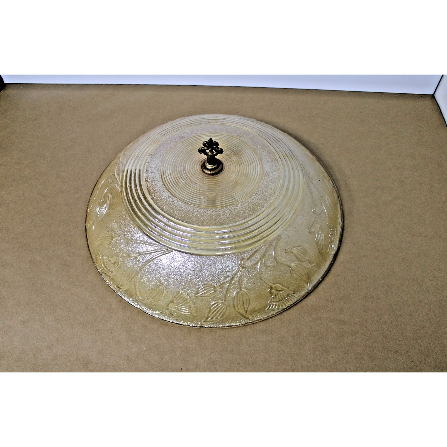 Vintage 16" Amber Opalescent Heavy Celiling Fixture Cover/ Art Nouveau Glass