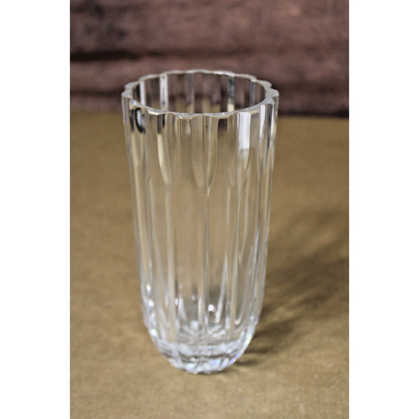 Vintage MCM Dansk 8" T Fluted Heavy Clear Glass Vase, 3.75" Diameter