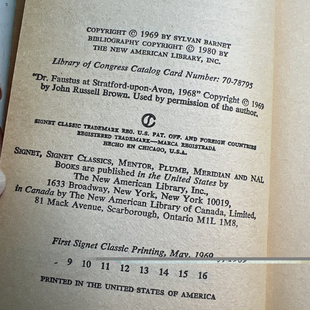 Doctor Faustus by Christopher Marlowe 1969 First Printing Signet Classic Drama