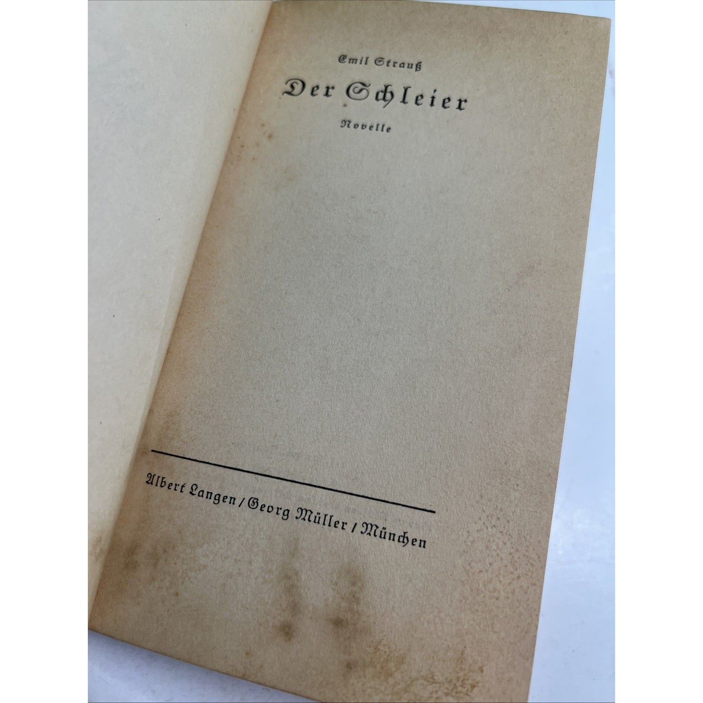 1931 German Book “The Veil” by Emil Straub ExLibrary Hardcover