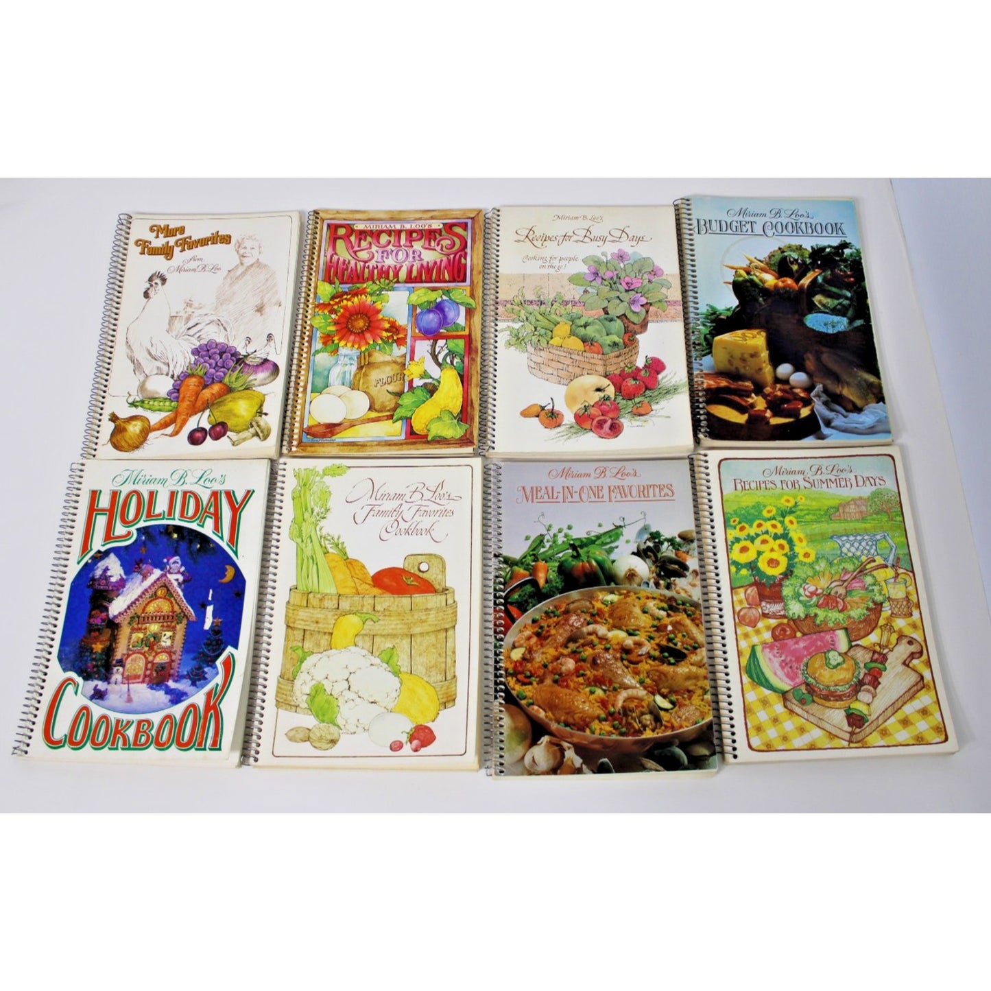 8 Cookbook Collection by Miriam B. Loo, Vintage Home Cook Recipes, Test Kitchen