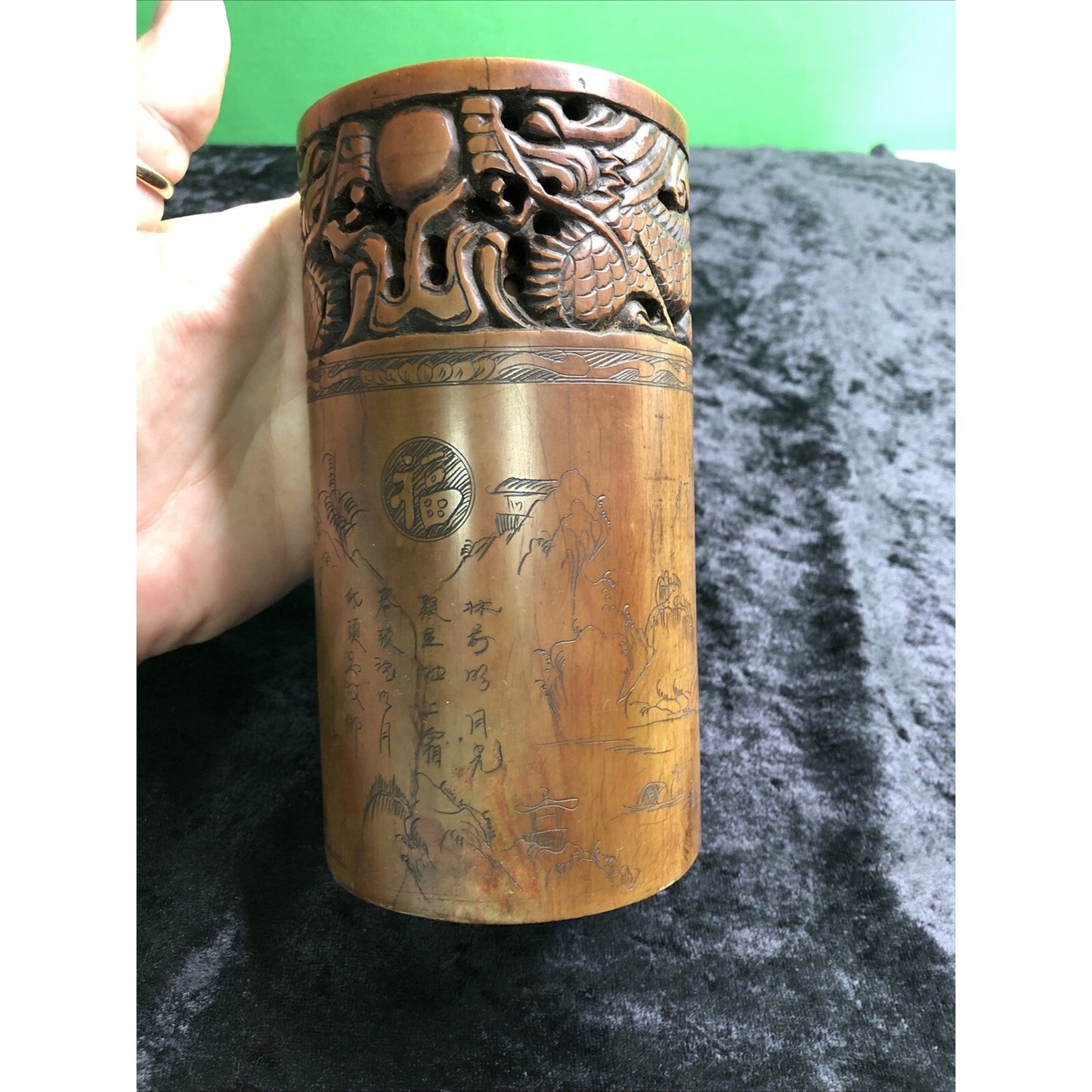 Chinese Hand Engraved Stone Paper Weight