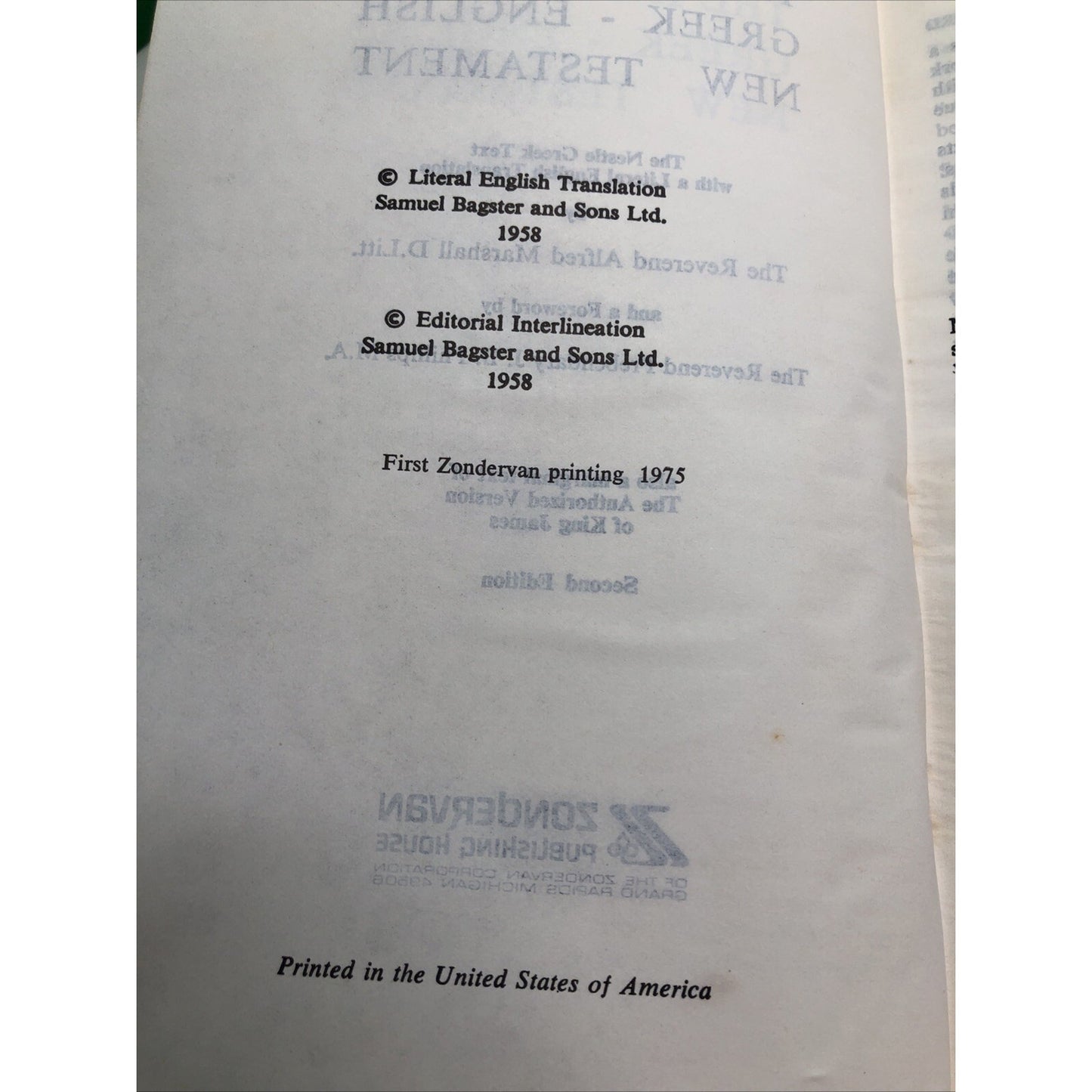 1975 Greek - English Interlinear New Testament Hardcover Black Letter Hardcover