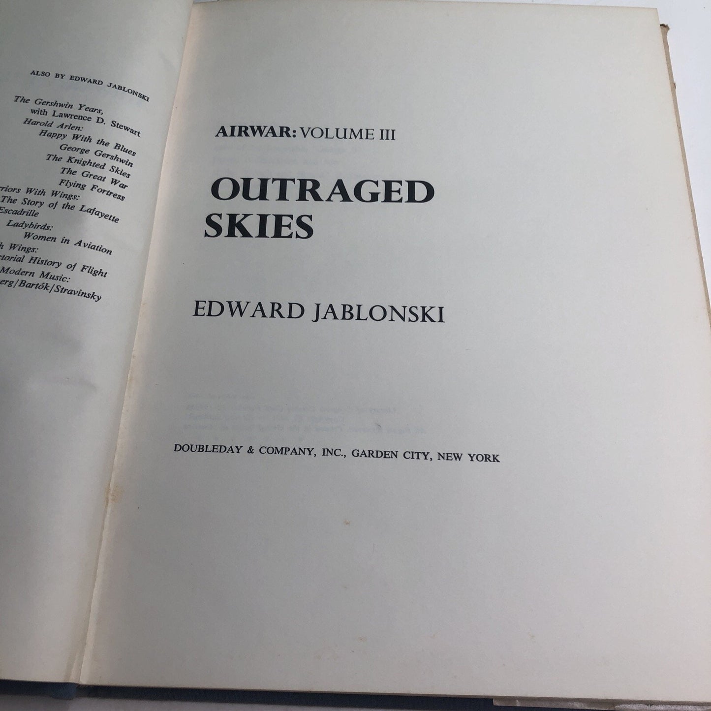 Outraged Skies by Edward Jablonski Airwar Volume III 1971 HC DJ WWII Pacific