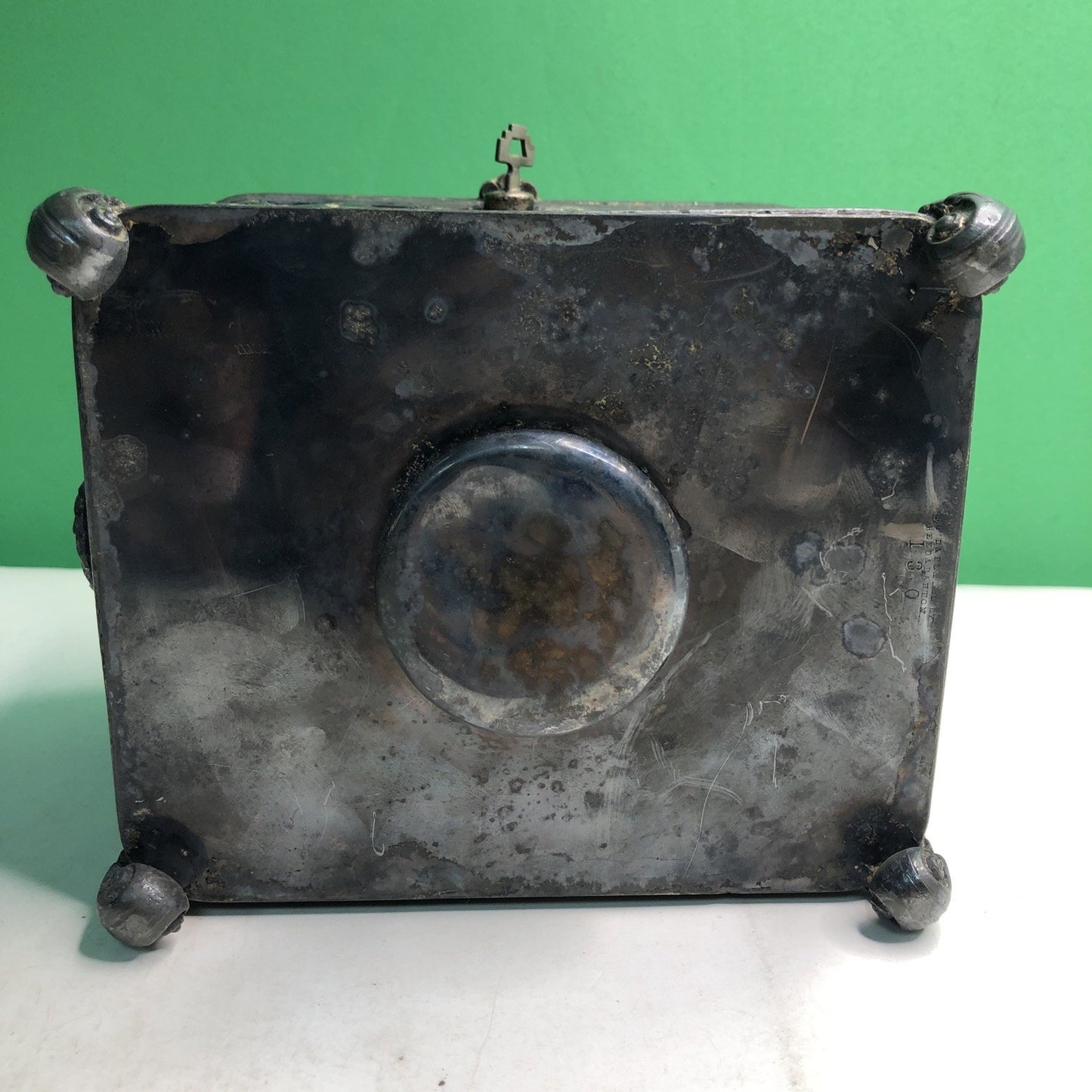 Antique Reed & Barton Silverplate Humidor #130 Cherubs With Key Monogrammed Top
