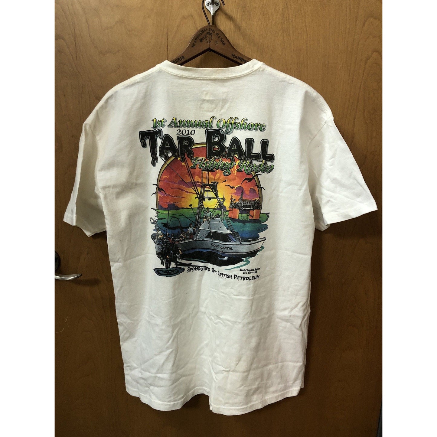 2010 Offshore Tar Ball Fishing Rodeo TSHIRT Size L BP British Petroleum FL AL MS